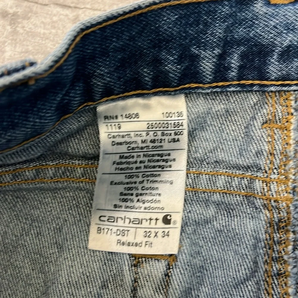 Carhartt B171 Dst Men's Relaxed Fit 5-Pocket‎ Jean Size 32 X 34